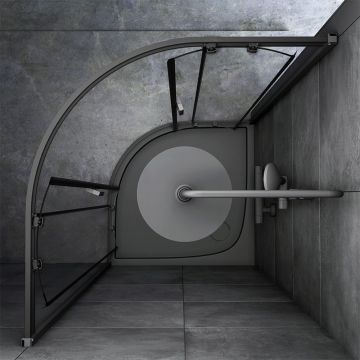 Душевое ограждение Am.Pm (Ам.Пм) Gem 1/4 Rond 90x90 стекло прозрачное, профиль черный матовый, без поддона W90G-401-090BT