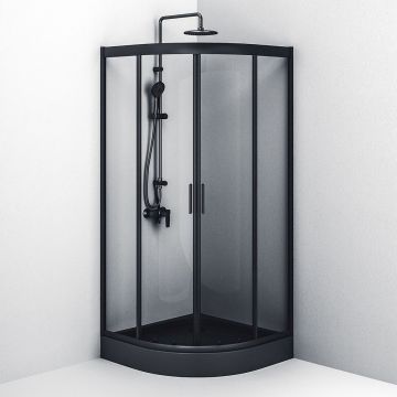 Душевое ограждение Am.Pm (Ам.Пм) Gem 1/4 Rond 90x90 стекло прозрачное, профиль черный матовый, без поддона W90G-401-090BT