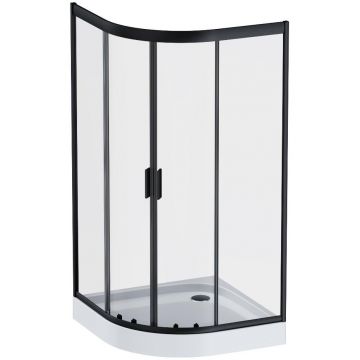 Душевое ограждение Am.Pm (Ам.Пм) Gem 1/4 Rond 100x100 стекло прозрачное, профиль черный матовый, без поддона W90G-401-100BT