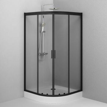 Душевое ограждение Am.Pm (Ам.Пм) Gem 1/4 Rond 100x100 стекло прозрачное, профиль черный матовый, без поддона W90G-401-100BT