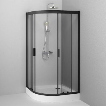 Душевое ограждение Am.Pm (Ам.Пм) Gem 1/4 Rond 100x100 стекло прозрачное, профиль черный матовый, без поддона W90G-401-100BT