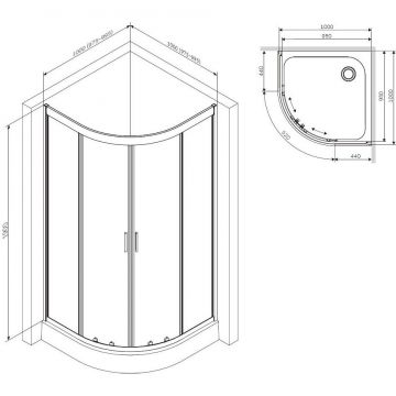 Душевое ограждение Am.Pm (Ам.Пм) Gem 100х100, стекло прозрачное, профиль матовое серебо,без поддона W90G-401-100WT
