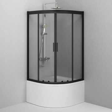 Душевое ограждение Am.Pm (Ам.Пм) Gem Deep 1/4 Rond 90x90 стекло прозрачное, профиль черный матовый, W90G-401A090BT