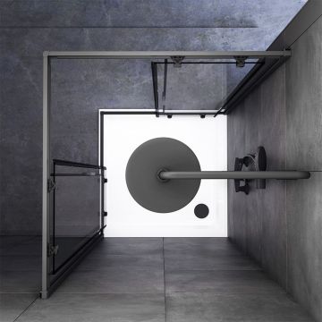 Душевое ограждение Am.Pm (Ам.Пм) Gem Square Slide 90x90 стекло прозрачное, профиль черный матовый,W90G-403-090BT