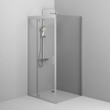 Душевое ограждение Am.Pm (Ам.Пм) Gem Sqare Pivot 90x90 стекло прозрачное, профиль матовый хром, без поддона W90G-404-090MT