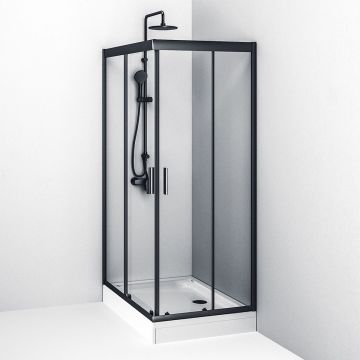 Душевое ограждение Am.Pm (Ам.Пм) Gem Twin Slide,120x80, профиль черный матовый, стекло прозрачное W90G-404-120280-BT