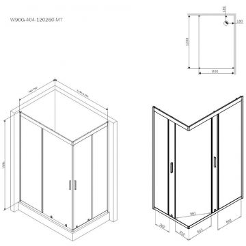 Душевое ограждение Am.Pm (Ам.Пм) Gem Twin Slide 120x80, профиль матовый хром, стекло прозрачное W90G-404-120280-MT