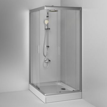 Душевое ограждение Am.Pm (Ам.Пм) Gem Twin Slide 120x80, профиль матовый хром, стекло прозрачное W90G-404-120280-MT