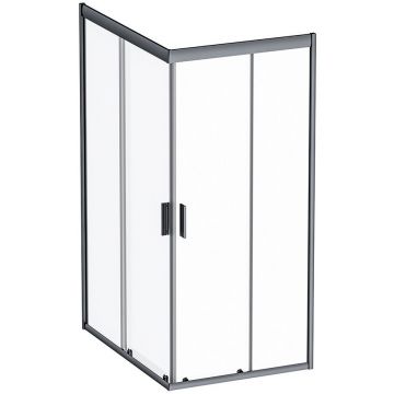 Душевое ограждение Am.Pm (Ам.Пм) Gem Twin Slide 120x90, профиль черный матовый, стекло прозрачное W90G-404-120290-BT