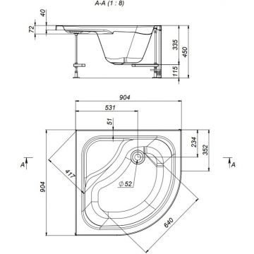 Душевой поддон Am.Pm (Ам.Пм) Gem Deep 90х90 с сифоном, белый W90T-401A090W