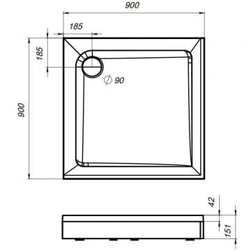 Душевой поддон Am.Pm (Ам.Пм) Gem, 90х90 с сифоном, белый, W90T-403-090W