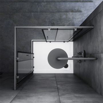 Душевое ограждение Am.Pm (Ам.Пм) Gem S 100х80 стекло прозрачное, профиль черный матовый,без поддона, W93G-404-100280-BT