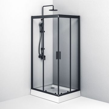 Душевое ограждение Am.Pm (Ам.Пм) Gem S 100х80 стекло прозрачное, профиль черный матовый,без поддона, W93G-404-100280-BT