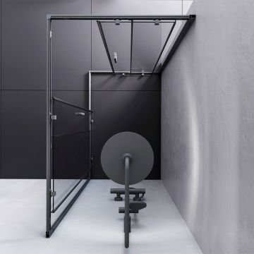 Душевое ограждение Am.Pm (Ам.Пм) Gem S Twin Slid,120x80, профиль черный матовый, стекло прозрачное, W93G-404-120280-BT