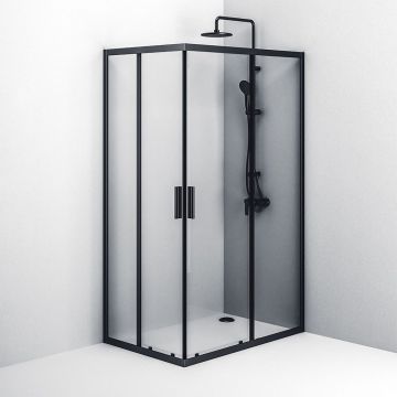 Душевое ограждение Am.Pm (Ам.Пм) Gem S Twin Slid,120x80, профиль черный матовый, стекло прозрачное, W93G-404-120280-BT