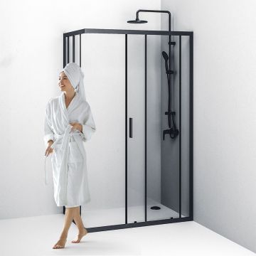 Душевое ограждение Am.Pm (Ам.Пм) Gem S Twin Slid,120x80, профиль черный матовый, стекло прозрачное, W93G-404-120280-BT