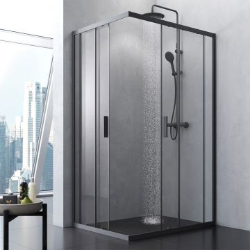 Душевое ограждение Am.Pm (Ам.Пм) Gem S Twin Slide,120x90, профиль черный матовый, стекло прозрачное, W93G-404-120290-BT