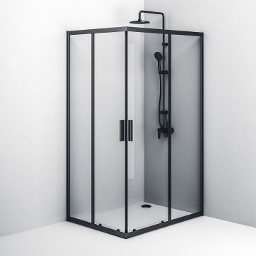 Душевое ограждение Am.Pm (Ам.Пм) Gem S Twin Slide,120x90, профиль черный матовый, стекло прозрачное, W93G-404-120290-BT