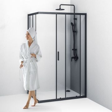 Душевое ограждение Am.Pm (Ам.Пм) Gem S Twin Slide,120x90, профиль черный матовый, стекло прозрачное, W93G-404-120290-BT