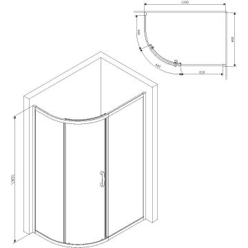 Душевое ограждение Am.Pm (Ам.Пм) Like Solo Slide 120x80, стекло тонированное, профиль матовый серый, W83G-302U120CG64