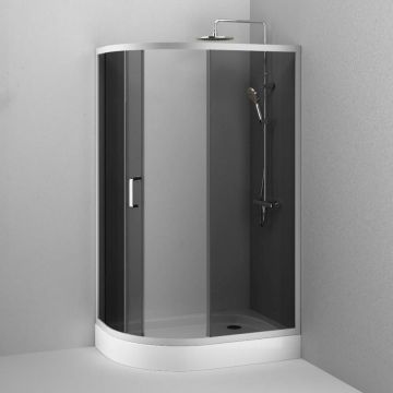 Душевое ограждение Am.Pm (Ам.Пм) Like Solo Slide 120x80, стекло тонированное, профиль матовый серый, W83G-302U120CG64