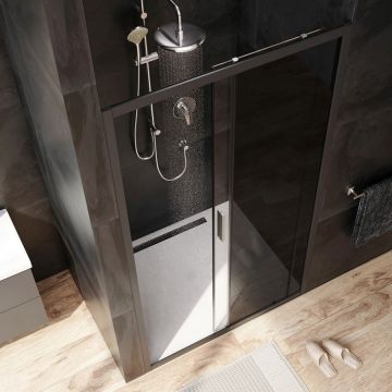 Душевая дверь Am.Pm (Ам.Пм) Gem Solo 110х195, стекло тонированное, профиль черный матовый W90G-110-1-195BG