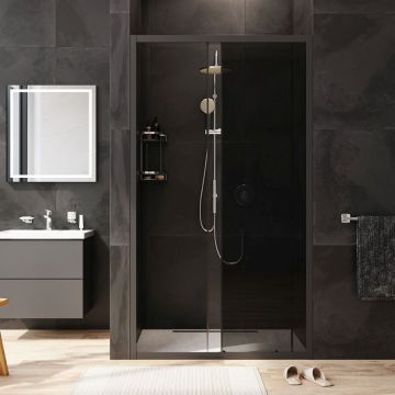 Душевая дверь Am.Pm (Ам.Пм) Gem Solo 110х195, стекло тонированное, профиль черный матовый W90G-110-1-195BG