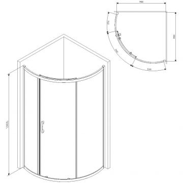 Душевое ограждение Am.Pm (Ам.Пм) Like Solo Slide 90x90, стекло тонированное, профиль хром глянцевый, W83G-315-090CG