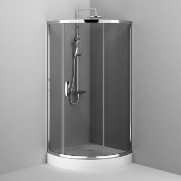 Душевое ограждение Am.Pm (Ам.Пм) Like Solo Slide 90x90, стекло тонированное, профиль хром глянцевый, W83G-315-090CG