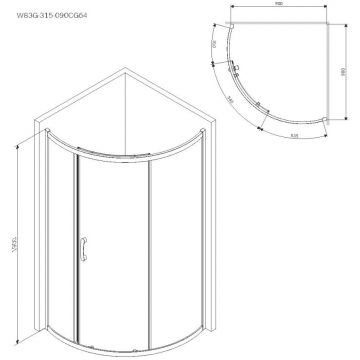 Душевое ограждение Am.Pm (Ам.Пм) Like Solo Slide 90x90, стекло тонированное, профиль матовый серый W83G-315-090CG64