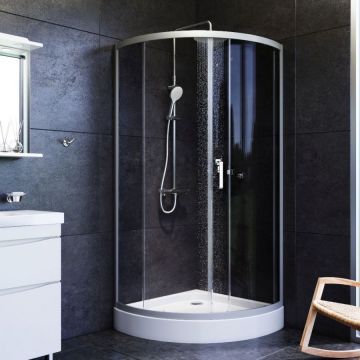 Душевое ограждение Am.Pm (Ам.Пм) Like Solo Slide 90x90, стекло тонированное, профиль матовый серый W83G-315-090CG64