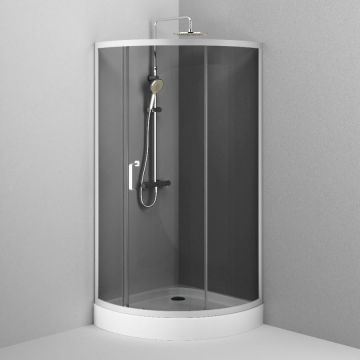 Душевое ограждение Am.Pm (Ам.Пм) Like Solo Slide 90x90, стекло тонированное, профиль матовый серый W83G-315-090CG64