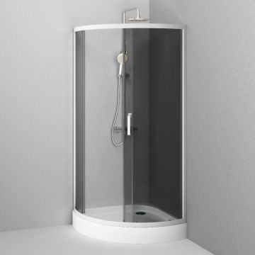 Душевое ограждение Am.Pm (Ам.Пм) Like Solo Slide 90x90, стекло тонированное, профиль матовый серый W83G-315-090CG64