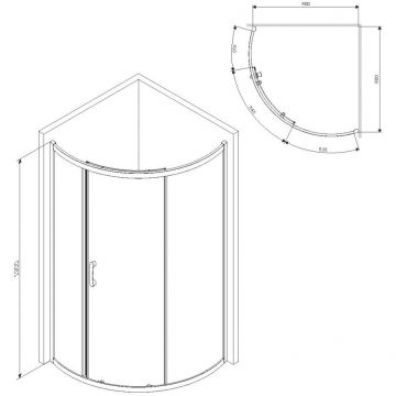Душевое ограждение Am.Pm (Ам.Пм) Like Solo Slide 90x90, стекло прозрачное, профиль хром глянцевый W83G-315-090CT