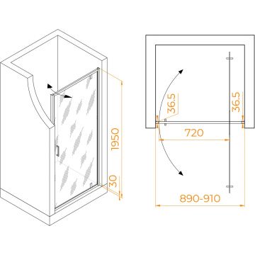 Душевая дверь RGW (РГВ) Leipzig 90x195 см LE-102 хром цвет, прозрачное стекло 6 мм, EasyClean (711210209-11)
