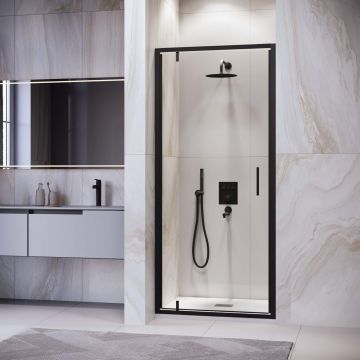 Душевая дверь RGW (РГВ) Leipzig 80x195 см LE-102-B черный цвет, прозрачное стекло 6 мм, EasyClean (711210208-14)