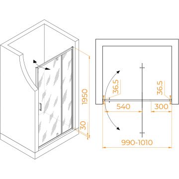 Душевая дверь RGW (РГВ) Leipzig 100x195 см LE-103 хром цвет, прозрачное стекло 6 мм, EasyClean (711210310-11)