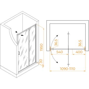 Душевая дверь RGW (РГВ) Leipzig 110x195 см LE-103 хром цвет, прозрачное стекло 6 мм, EasyClean (711210311-11)
