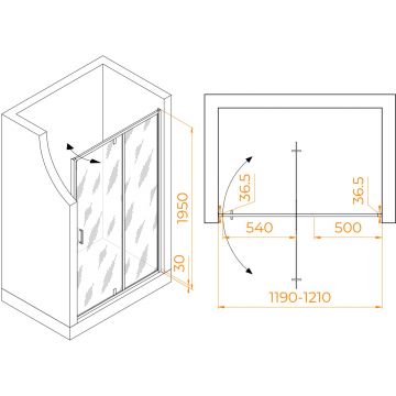 Душевая дверь RGW (РГВ) Leipzig 120x195 см LE-103 хром цвет, прозрачное стекло 6 мм, EasyClean (711210312-11)