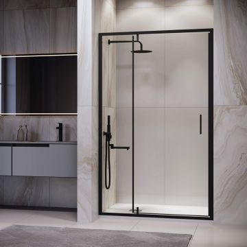 Душевая дверь RGW (РГВ) Leipzig 100x195 см LE-103-B черный цвет, прозрачное стекло 6 мм, EasyClean (711210310-14)