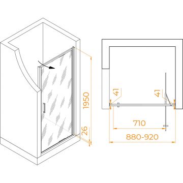 Душевая дверь RGW (РГВ) Stilvoll 90x195 см SV-05-B черный цвет, Black Smart Line стекло 8 мм, EasyClean (70320509-194)