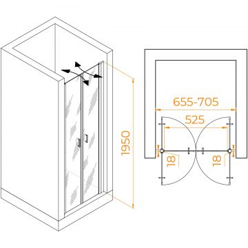 Душевая дверь RGW (РГВ) 70x195 см PA-104 хром цвет, прозрачное стекло 6 мм, EasyClean (060810407-11)