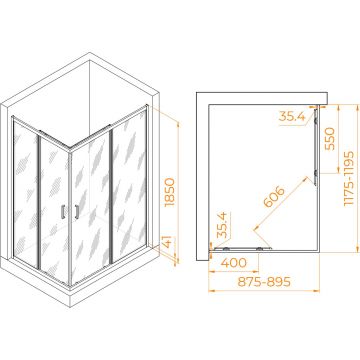 Душевой уголок RGW (РГВ) Passage 90x120x185 см PA-146-B прямоугольный, черный цвет, прозрачное стекло 6 мм, EasyClean (020814692-14)