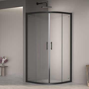 Душевой уголок RGW (РГВ) Passage 100x100x190 см PA-51-B полукруглый, черный цвет, прозрачное стекло 6 мм, EasyClean (02085100-14)