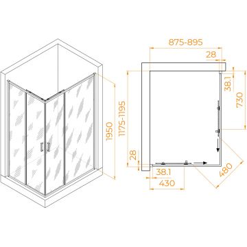 Душевой уголок RGW (РГВ) Passage 90x120x195 см PA-246 прямоугольный, хром цвет, прозрачное стекло 6 мм, EasyClean (030824692-11)
