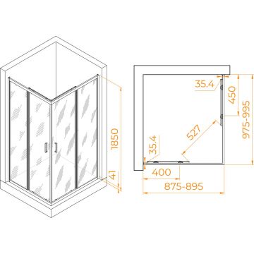 Душевой уголок RGW (РГВ) Passage 90x100x185 см PA-146-B прямоугольный, черный цвет, прозрачное стекло 6 мм, EasyClean (020814690-14)