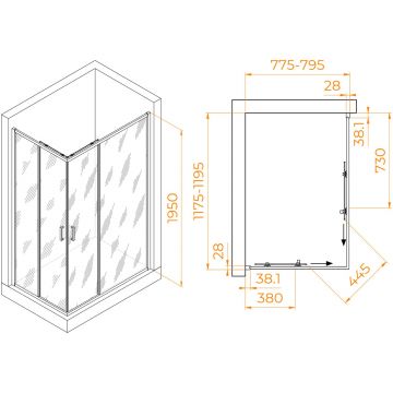 Душевой уголок RGW (РГВ) Passage 80x120x195 см PA-246-B прямоугольный, черный цвет, прозрачное стекло 6 мм, EasyClean (030824682-14)