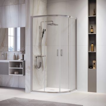 Душевой уголок RGW (РГВ) Passage 100x100x195 см PA-52 полукруглый, хром цвет, прозрачное стекло 6 мм, EasyClean (03085200-11)