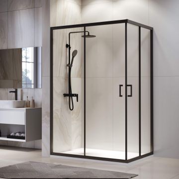 Душевой уголок RGW (РГВ) Passage 90x120x195 см PA-246-B прямоугольный, черный цвет, прозрачное стекло 6 мм, EasyClean (030824692-14)
