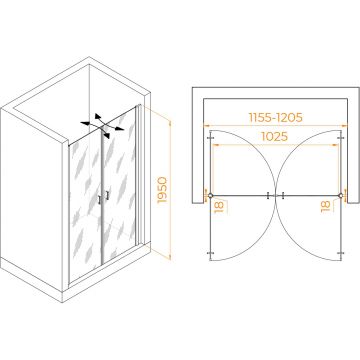 Душевая дверь RGW (РГВ) 120x195 см PA-104-Gb золото цвет, прозрачное стекло 6 мм, EasyClean (060810412-16)